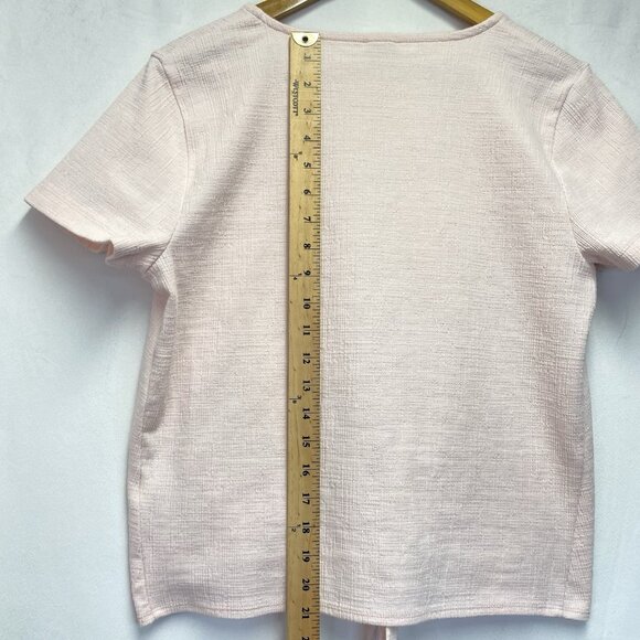 J.Crew Textured Short Sleeve V-Neck Knotted Front Top Women Medium Blush Pink - Picture 5 of 10
